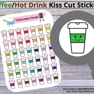 Coffee Planner Stickers  // Planner Stickers // Coffee Stickers //  Coffee Planner  // Hot Drink Planner Sticker // Coffee // Kawaii