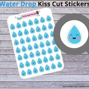 Water Planner Stickers // Water Bill Planner Stickers // Rain Drop Planner Sticker // Hydration Planner Sticker // Kiss Cut Sticker // Water