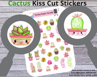 Cactus Planner Stickers  // Planner Stickers // Succulents Stickers //  Cacti Planner  // Kawaii Planner Sticker // Watercolor Stickers