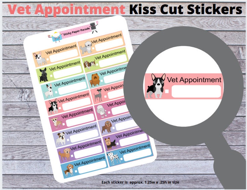 Vet Appointment Planner Stickers Dog Appointment Planner Sticker Dog Planner Sticker Kiss Cut Sticker Kawaii Stickers