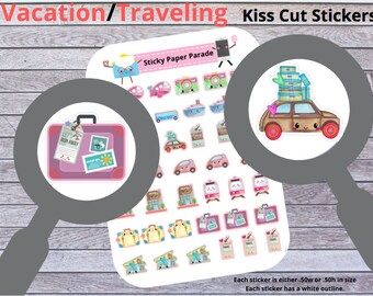 Travel Vacation Planner Stickers  // Planner Stickers // Travel Stickers // Kawaii Planner Stickers // Raod Trip Planner Stickers
