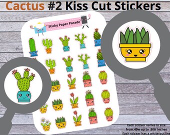 Cactus Planner Stickers  // Planner Stickers // Succulents Stickers //  Cacti Planner  // Kawaii Planner Sticker // Bright Cacti Stickers