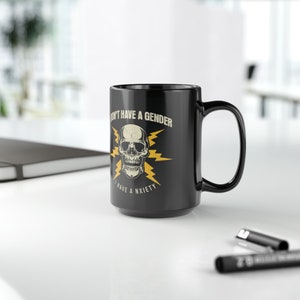 Funny Nonbinary Anxiety Mug, Enby LGBT Skeleton Gift image 9