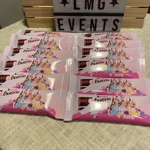 Kinder Bueno personalizzato | Compleanno, matrimonio, battesimo, eventi | Decorazione di cancelleria personalizzata al 100%