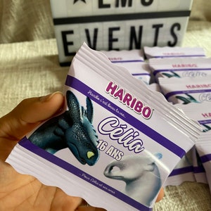 Personalizowany Haribo Dragibus | Urodziny, ślub, chrzest, imprezy | 100% spersonalizowana dekoracja papeterii