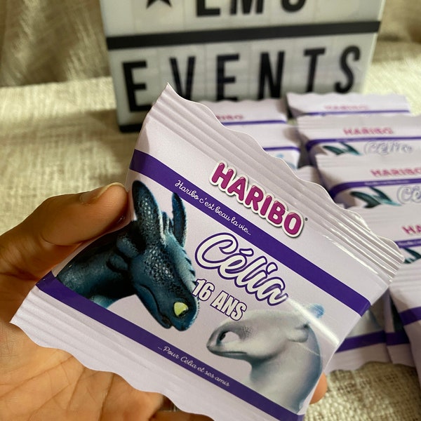 Haribo Dragibus personnalisé | Anniversaire, mariage, baptême, événements | Décoration papeterie 100% personnalisée