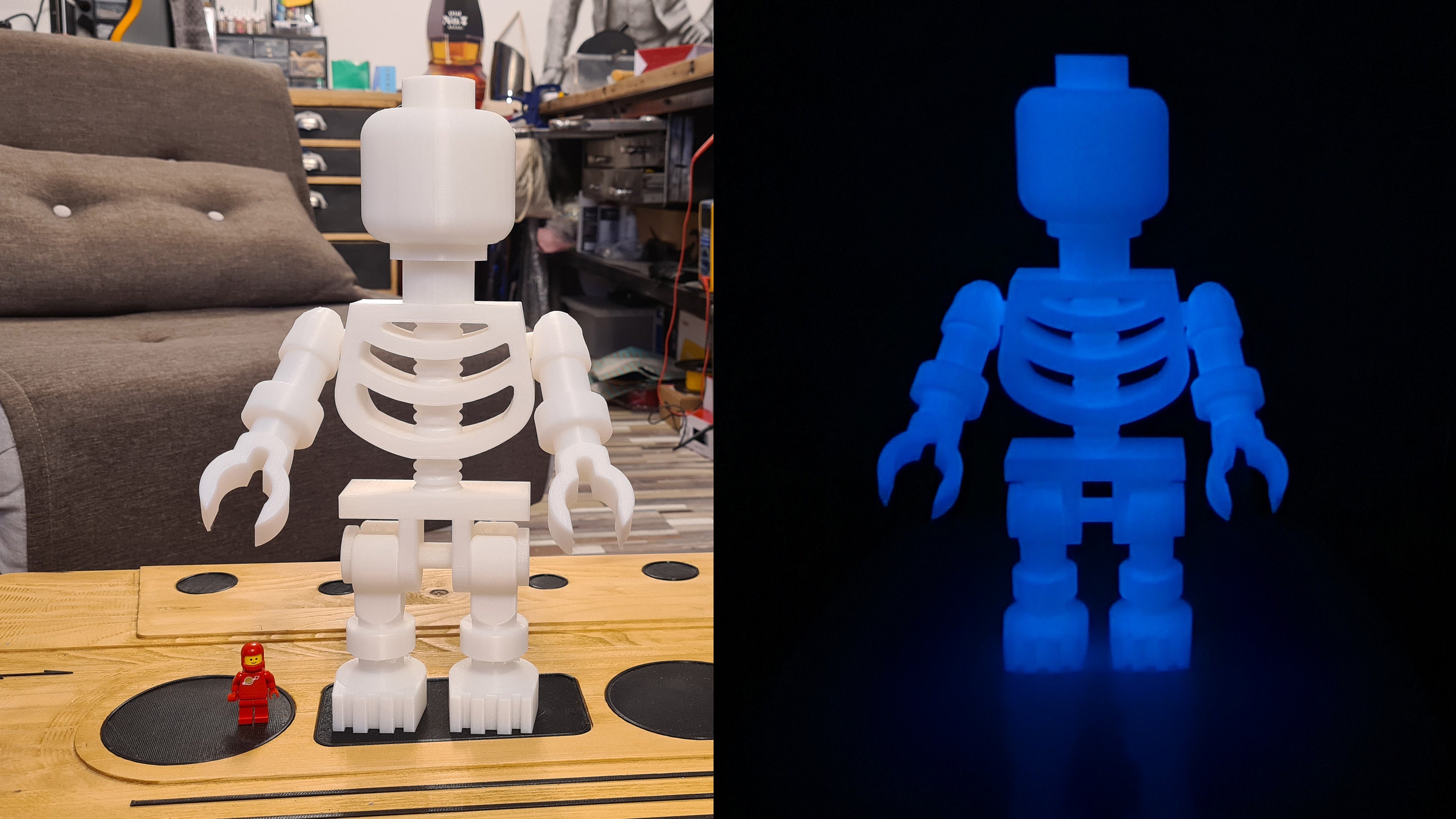 Squelette Blanc Phosphorescent Bleu 40 cm