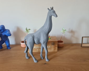 Sculpture Girafe Polygone Moderne 35 cm Couleur au choix