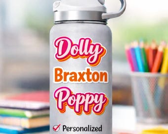 Pegatina personalizada con nombre / Etiqueta para botella de agua / Pegatina para niños y profesores / Vinilo impermeable personalizado