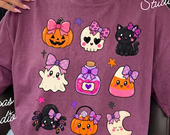 Preppy Halloween PNG, Cute Ghost Pumpkin Spooky Shirt Design (Digital Download)