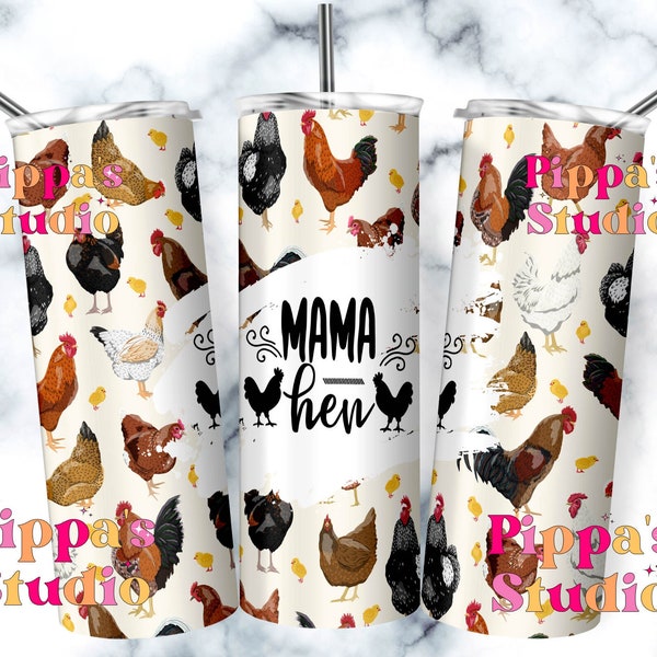 Mama Hen Chicken 20oz Skinny Tumbler Wrap