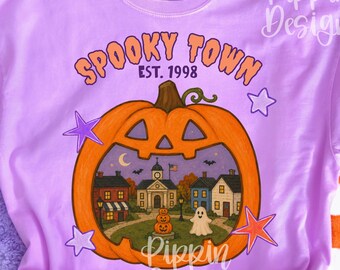 Halloween Preppy Ghost Town PNG, Spooky Shirt Design (Digital Download)