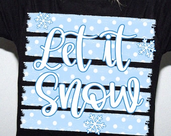 Let it Snow Stripes Christmas Png, Preppy Xmas Digital Download, Festive Snowflake Png Design