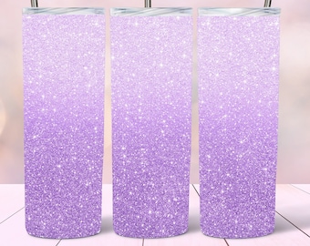 Purple Glitter Ombre Tumbler Wrap: 20 oz Skinny Tumbler Sublimation Design (Digital Download)