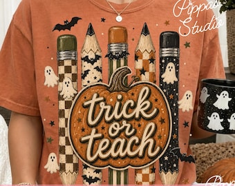 Spooky teacher Png, Trick or teach Png, funny halloween Png,Viral Png, bat tee Png, Trendy Spooky Vibes, horror tee