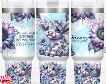 Highland Cow Tumbler Wrap: Positive Affirmation 40oz Quencher PNG, Sublimation Design