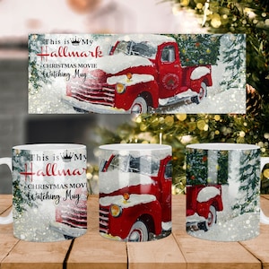 Weihnachtsbecher-Presse, dies ist mein Markenzeichen Weihnachtsfilm-Besichtigungsbecher, 11 Unzen und 15 Unzen Becherverpackungsvorlage, Kaffeetassensublimation