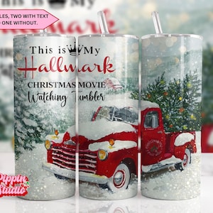 Hallmark Christmas Movie 20oz Tumbler Wrap PNG, Red Truck Sublimation Design (Digital File)