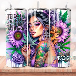 Floral Stoner Vibes 20oz Tumbler Wrap: Sarcastic Sublimation Design (PNG)