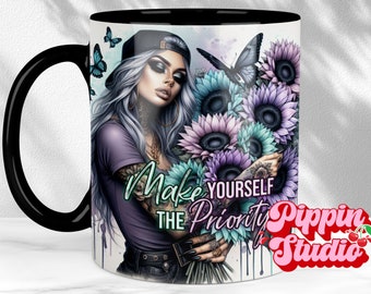 Taza de amor propio: Plantilla de sublimación con afirmación positiva (11 oz y 15 oz)