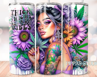 Floral Stoner Vibes 20oz Tumbler Wrap: Sarcastic Sublimation Design (PNG)