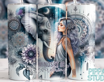 Celestial Elephant Tumbler Wrap: Motivational 20 oz Skinny Sublimation Design (PNG)