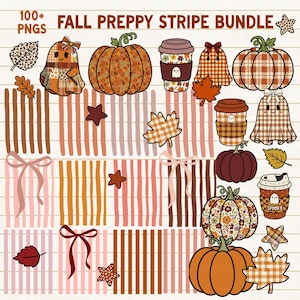100+ höstpreppy randiga PNG-paket, vertikala randiga bakgrunder, rosetter, pumpor och stjärnor clipart, raka och skeva ränder PNG