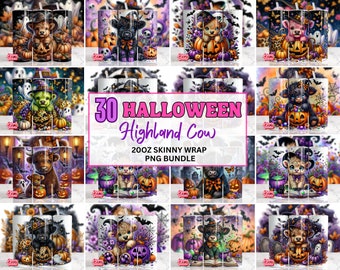 ハロウィン ハイランド牛柄 20オンスタンブラー用ラップセット (PNG)