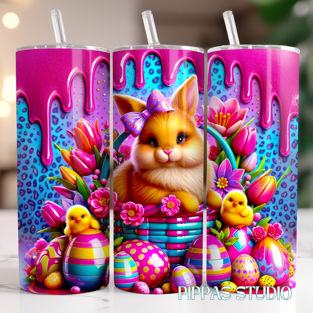 3D Easter Bunny Flowers 20oz Tumbler Wrap (PNG Sublimation Design) - Etsy