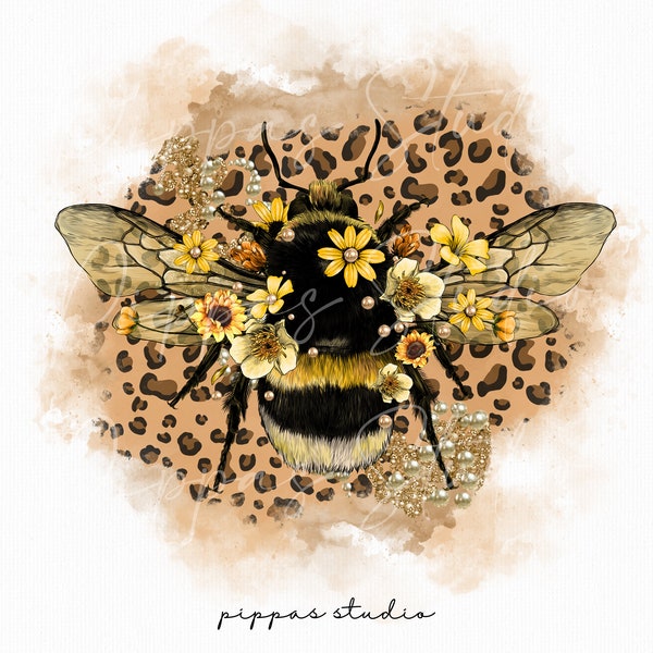 Bee Animal Print PNG Sublimation, PNG graphics, Bee PNG, digital download