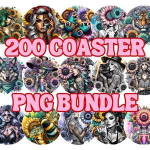 200 Car Coaster Bundle, Round Car Coaster PNG Digital Download, Coaster PNG Design, Coaster Sublimaton