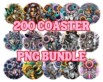 200 Car Coaster PNG Designs: Sublimation Bundle (Digital Download)
