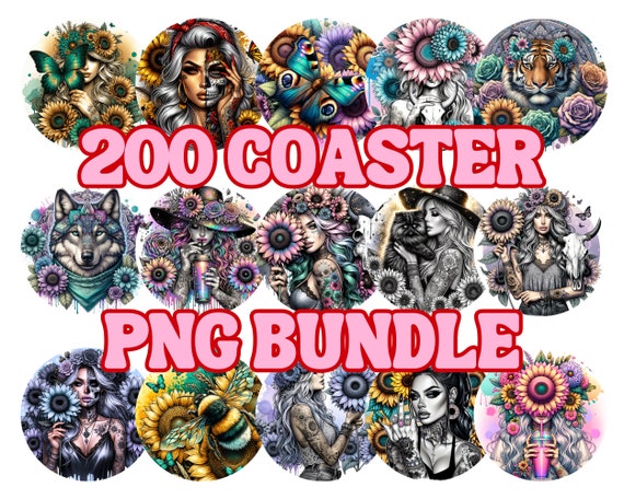 200 Car Coaster PNG Designs: Sublimation Bundle (Digital Download)