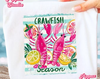 Crawfish Season Preppy PNG Design, Sublimation Files