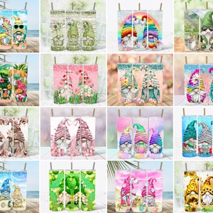 Gnome Tumbler Wrap Bundle, 20oz Skinny Tumbler Wrap PNG