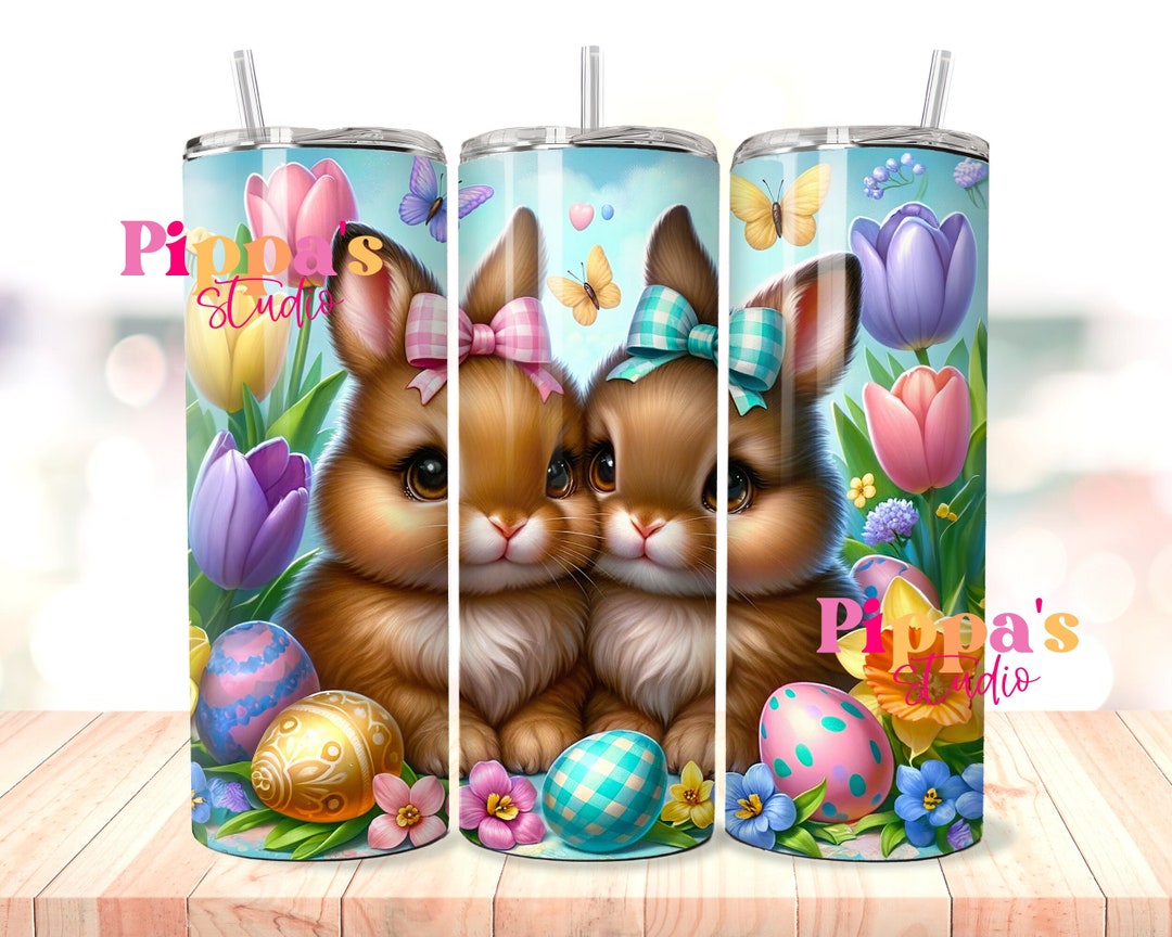 Easter Bunny 20oz Seamless Tumbler Wrap PNG, Easter Sublimation Design ...