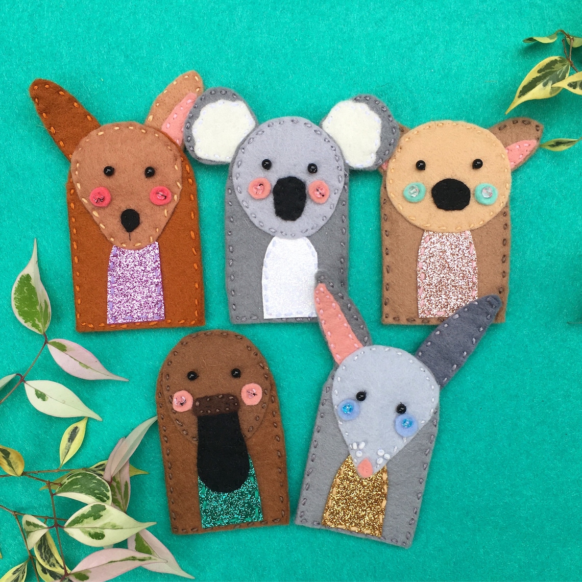 Felt Australian Animal Finger Puppets Koala Wombat Bilby Etsy