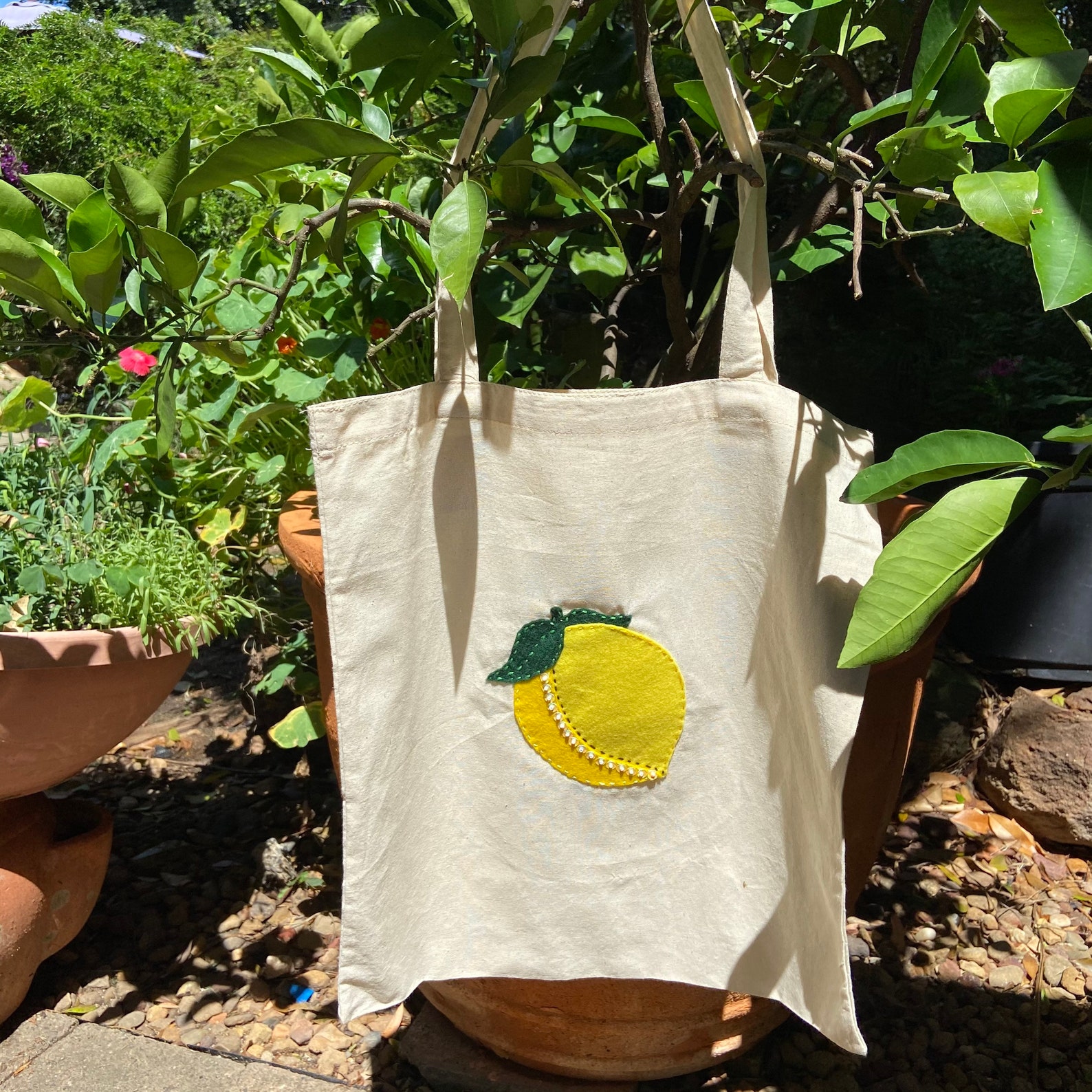 Fruit Embroidered Tote Bag Cotton Tote Bag Cherry Orange Etsy