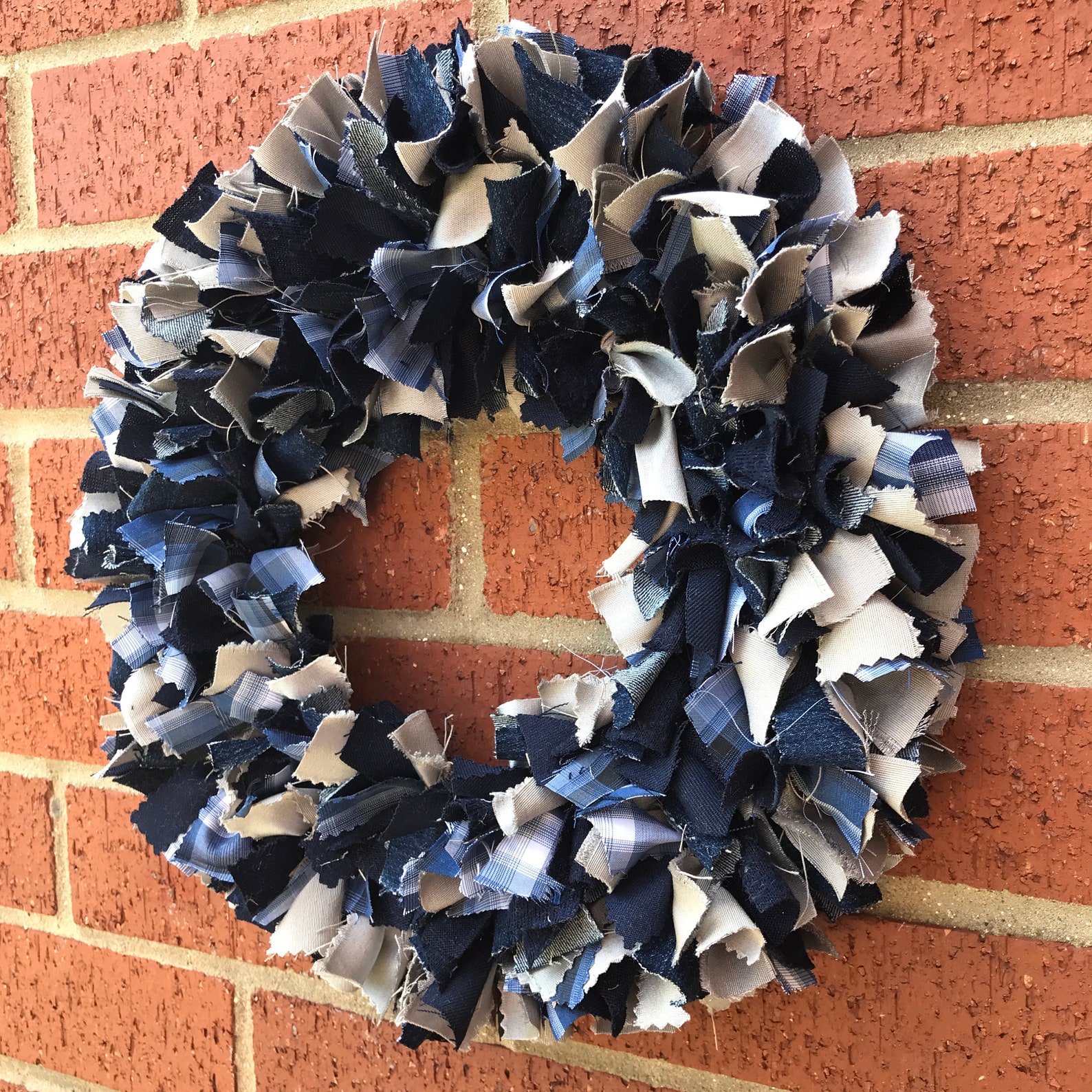 Denim blue wreath rag wreath wreath for front door door Etsy