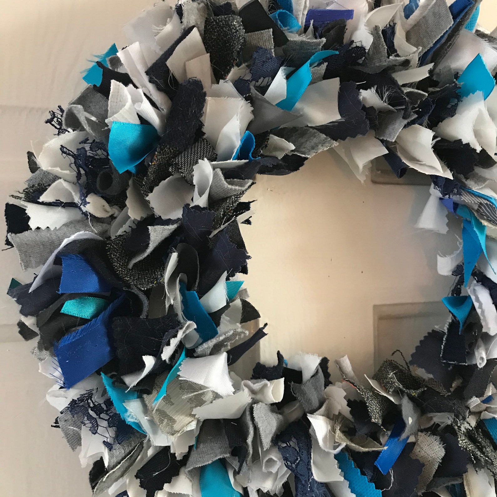 Blue grey and white wreath door wreath wreath for front Etsy