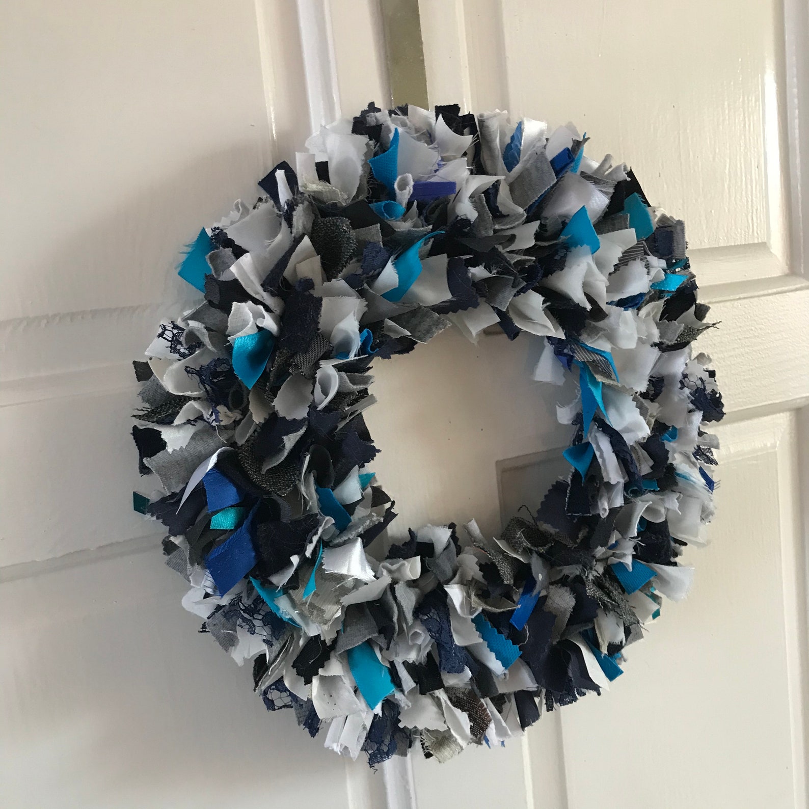 Blue grey and white wreath door wreath wreath for front Etsy