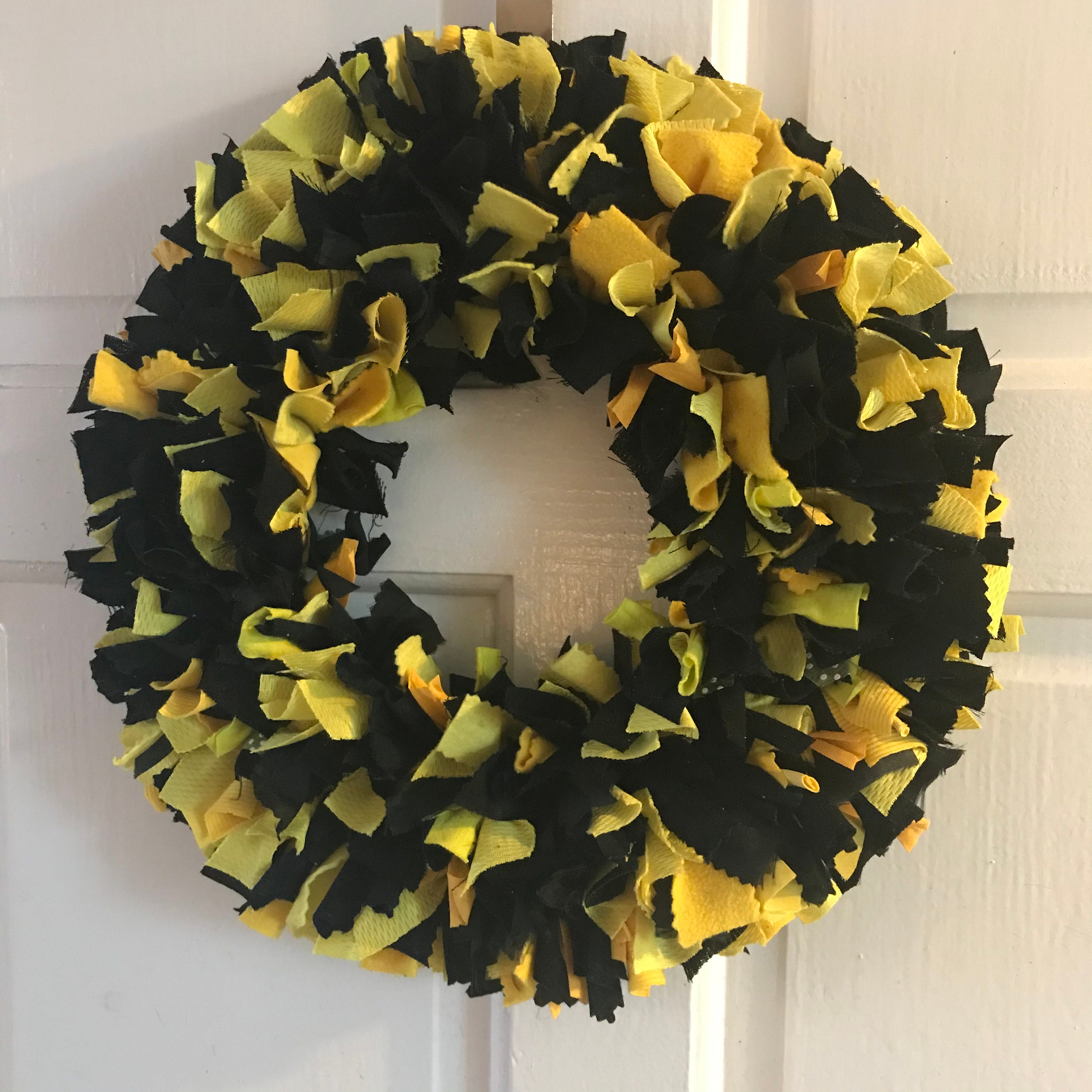 Black & Yellow wreath door wreath wreath for front door rag Etsy