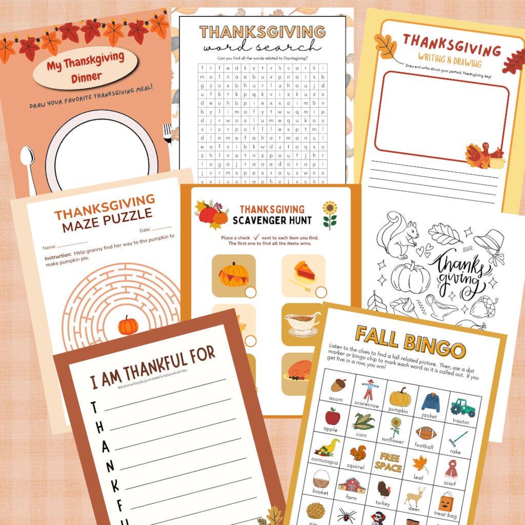 Thanksgiving Table Activity for Kids-digital Download Bundle (8 ...