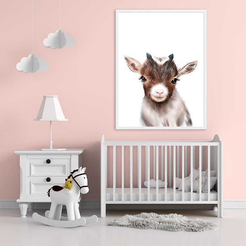 Baby Goat Print Farm nursery decor Nursery baby goat Etsy