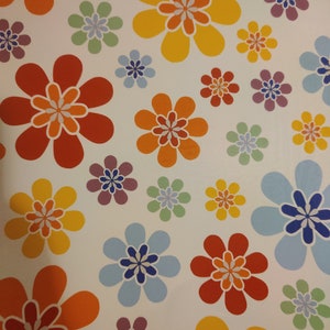 Colourful Bright Cartoon Flowers Pattern - Ceramic or Glass Waterslide Decal. Abstract, Retro, Hippy, Flower Power, Colourful, Cool, Funky
