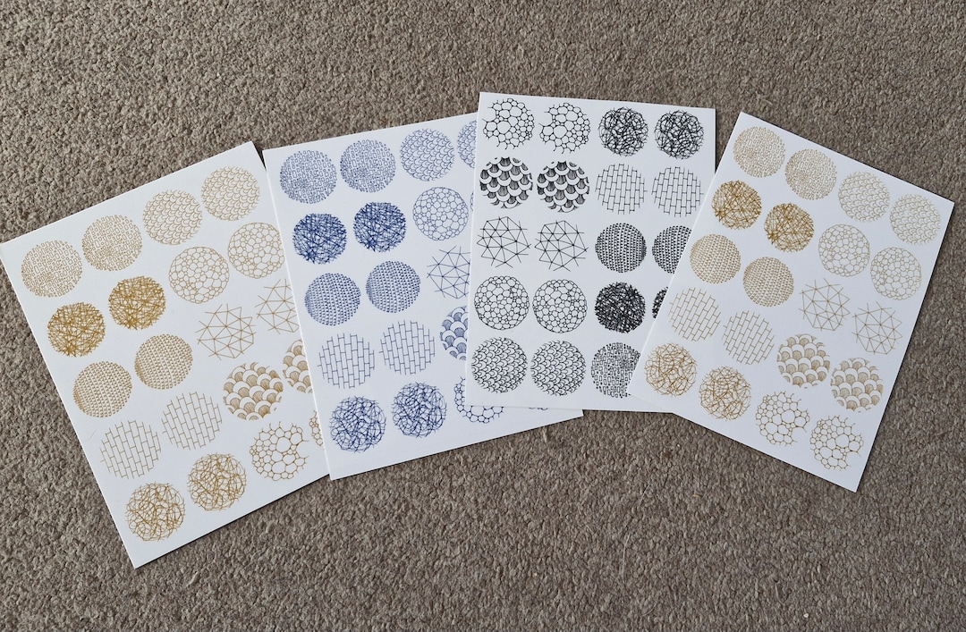Circle Pattern Decals, Gold, Platinum, Silver, Black, Delft Blue, Use