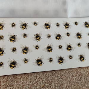 Ceramic or Glass Waterslide Decal - Bee Mug Wrap. Bumble, Buzz, Insect, Honey, Hive, Wing, Black and Yellow, Fuzzy, Pollen, Pollinator, Fly