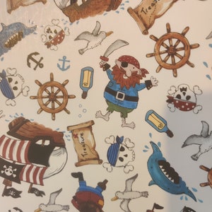 Pirates ! Sticker pour toboggan aquatique - style cartoon, nautique, Yo Ho Ho, Buvez-moi des coeurs, Rhum, Grog, Scorbut, Mouette, Tête de mort, Perroquet, Jolly Roger