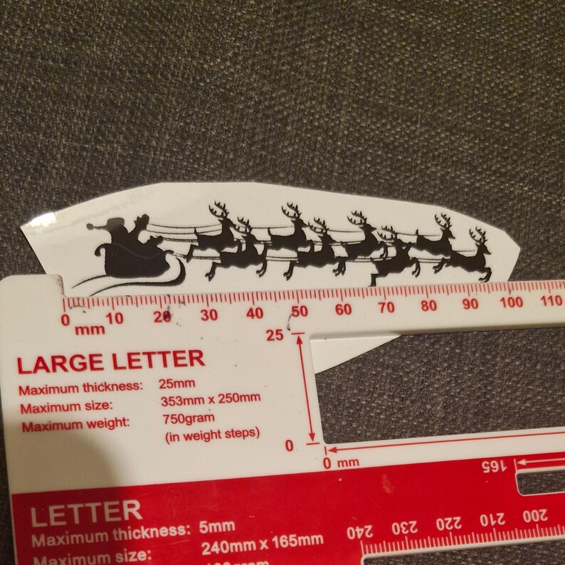 Santa and Reindeer Scene Waterslide Decal. Stars, Black Silhouette ...