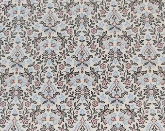 Ceramic or Glass Waterslide Decal - Antique Victorian Style Tile Pattern. Ornate, Vintage, Red, Blue, Repeating, Small Flowers Leaves